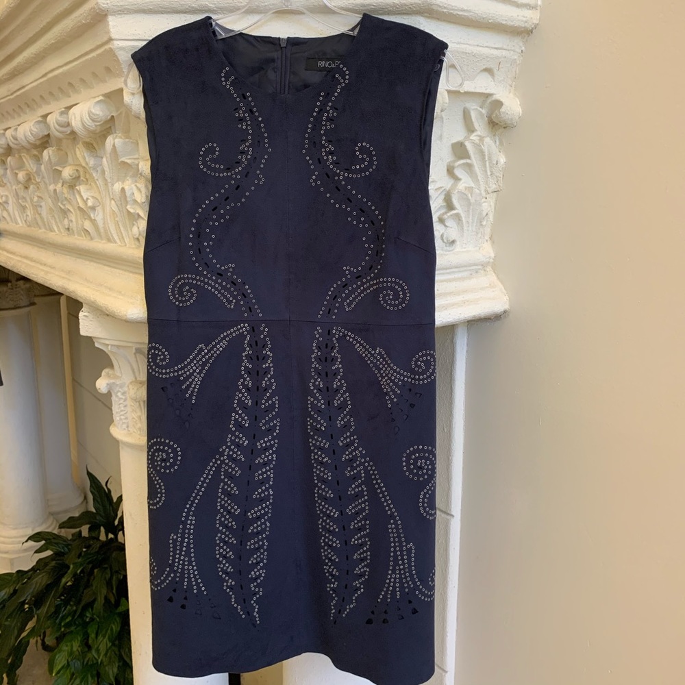 “Swear-It-Looks-Suede” Navy Dress..PERFECT MINT!